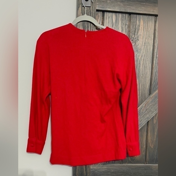 Michael Kors Red Long Sleeve Crew Neck Back Zip Blouse Size Small - Picture 4 of 4